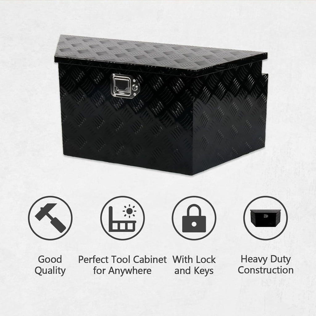 34 Inch Aluminum Utility Trailer Tongue Tool Box Wide Utility Trailer Tongue Toolbox RV Storage OrganizerTrailer Storage Tool Box With Lock & Keys Black,5 Bar Tread (34'X14.5'X15')