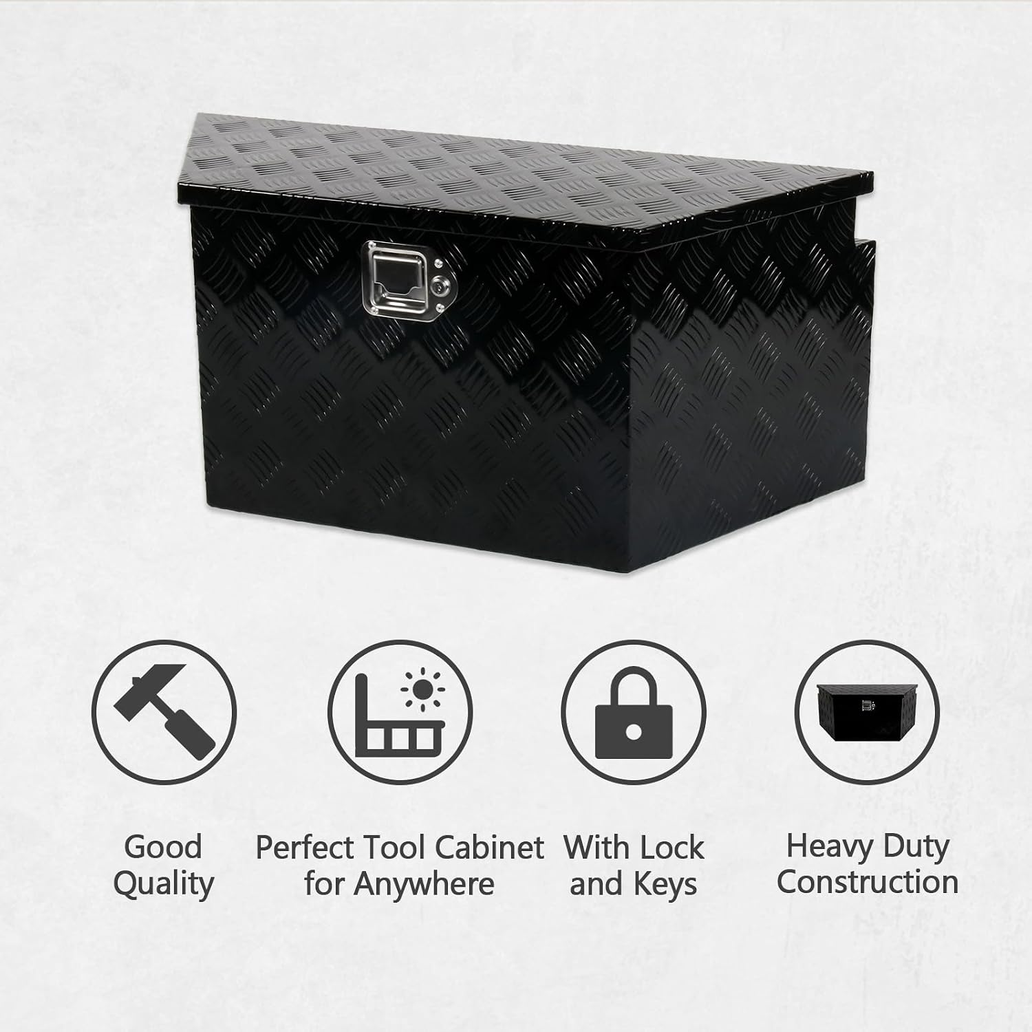 34 Inch Aluminum Utility Trailer Tongue Tool Box Wide Utility Trailer Tongue Toolbox RV Storage OrganizerTrailer Storage Tool Box With Lock & Keys Black,5 Bar Tread (34'X14.5'X15')