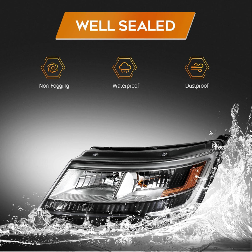 Headlight Fit 2016-2018 for Explorer Black Housing Left Headlight Assembly FB5Z13008B