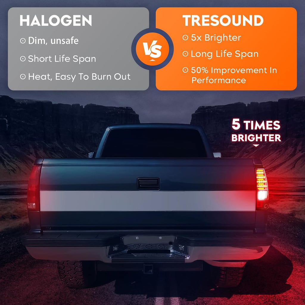 Tresound LED Tail Lights (Smoke Lens) for Chevy Silverado 1500 2500 2003-2006, for GMC Sierra 1500 2500 3500 2004-2006, for Silverado/Sierra Classic 2007, Fleetside Bed Models