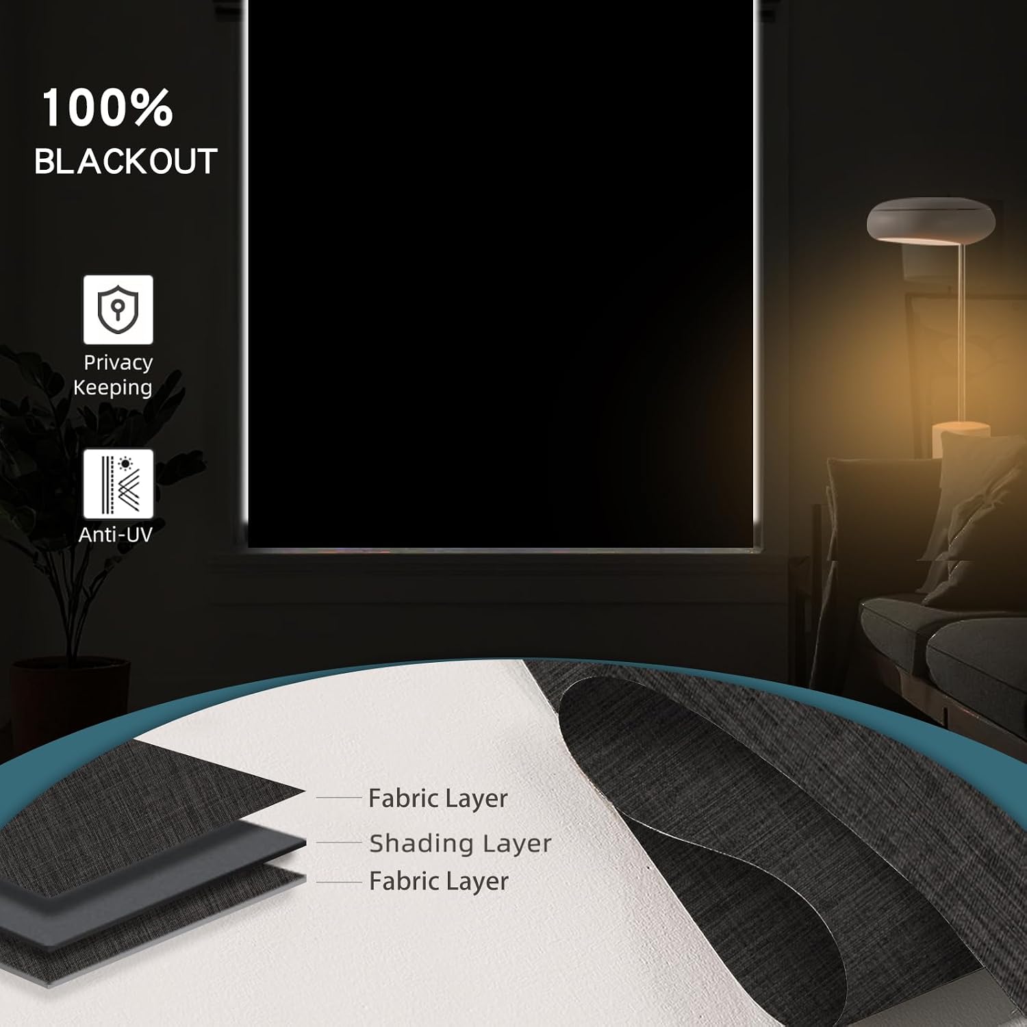 Motorized Blind,Work with Homekit Thread-Enabled,100% Blackout Smart Shades with Remote Control,Electric Roller Shade, Custom Size,Bouvardia Dark Grey