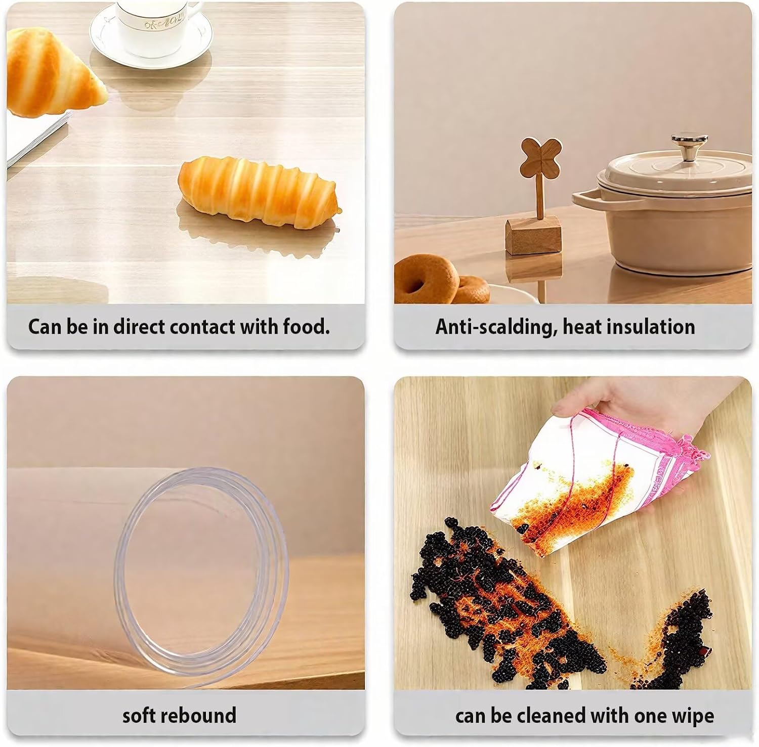 Large Transparent Computer Desk Mat Plastic Desktop Protector, 3mm PVC Writing Pad with Round Edge, Waterproof Wipeable Non-Slip Table Protector