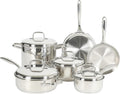 Oster Platinum Sedwick 10-Piece Stackable Stainless Steel Pots and Pans Cookware Set W/Domed Stainless Steel Lids W/TriPly Encapsulated Base - Induction Safe