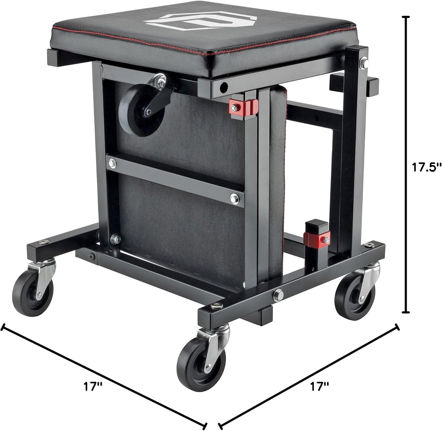 Powerbuilt 2-in-1 Rolling Creeper Seat Converts from High to Low Roller Seat, Fast, Tool-Free Conversion, Garage, Shop, Brake Jobs, Washing, Detailing, Maintenance, Thick Pad, 3-in. Casters - 240298