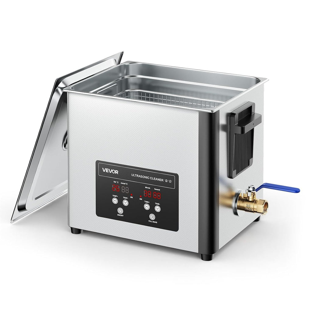 VEVOR 10L Ultrasonic Cleaner, Professional 180W Ultrasonic Cleaner Machine with Digital Display and Cleaning Basket, 40kHz Stainless Steel Cleaning Machine Ideal for Jewelry, Coins, Watches, Razors
