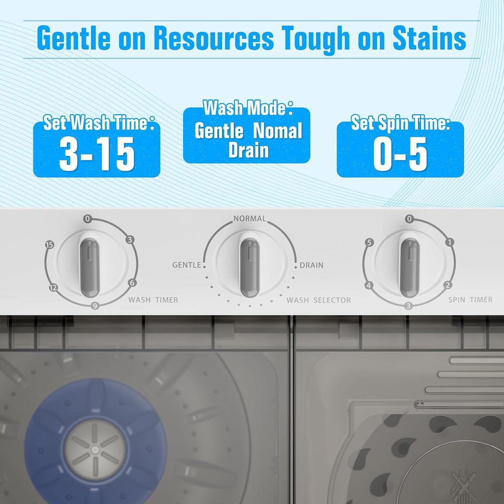Pataku Portable Washing Machine, 28 Lbs Compact Mini Washer and Dryer Combo,Twin Tub Laundry Washer with Spin Cycle, Soaking Function Ideal for Apartment, Dorms, RVs Camping, Grey