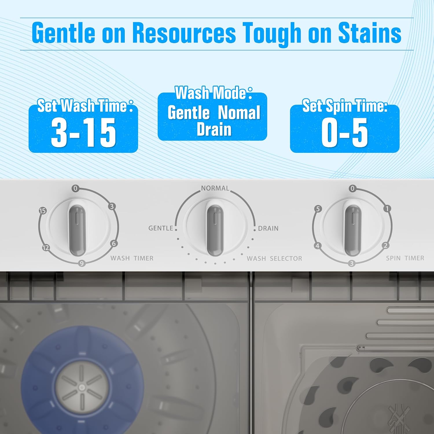 Pataku Portable Washing Machine, 28 Lbs Compact Mini Washer and Dryer Combo,Twin Tub Laundry Washer with Spin Cycle, Soaking Function Ideal for Apartment, Dorms, RVs Camping, Grey