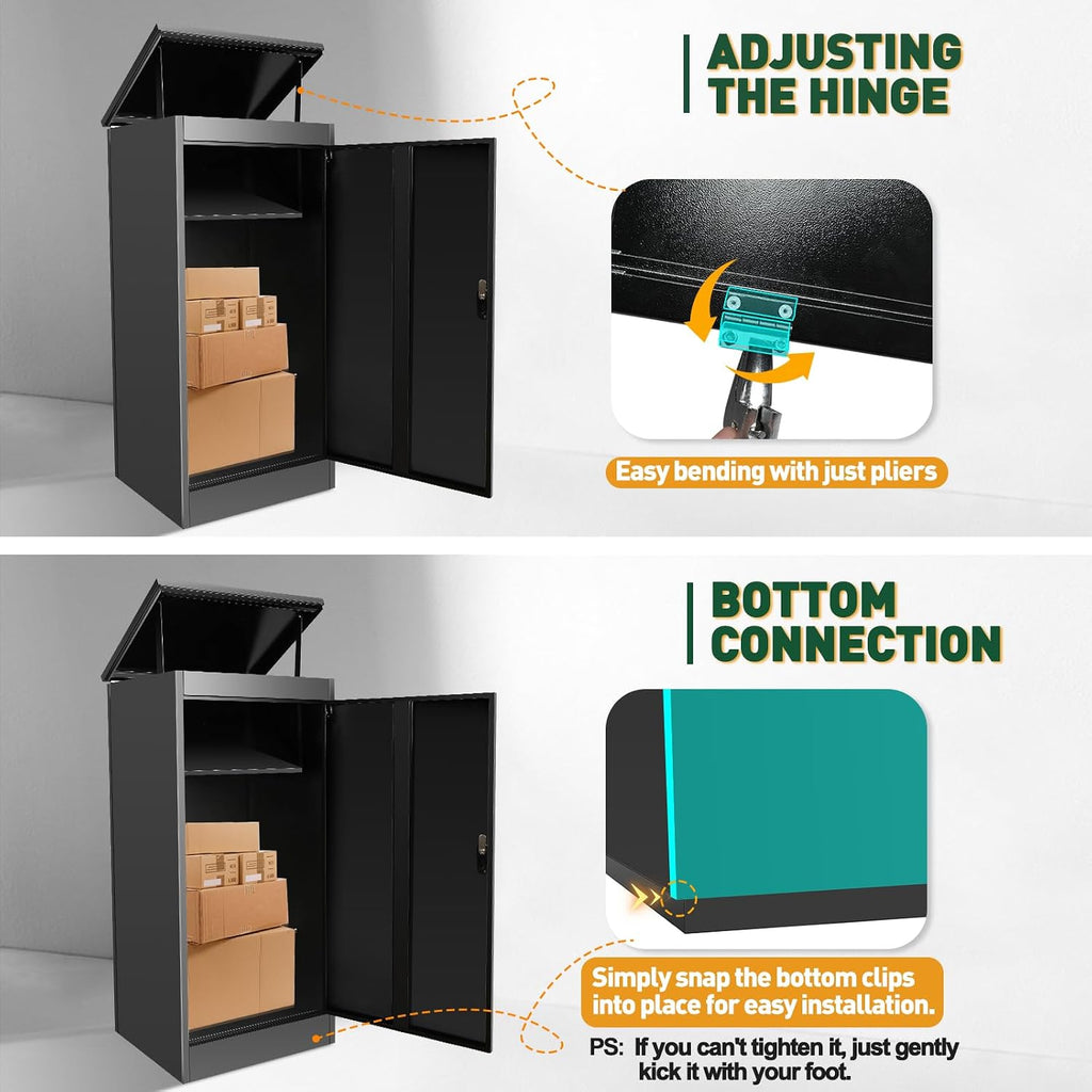 Express Package Delivery Box for Outside, Ultra Large Parcel Drop Boxes with Lock Made of Automotive Steel, Waterproof Anti-Theft Parcel Drop Box with Secure Storage for Home Business (50IN)