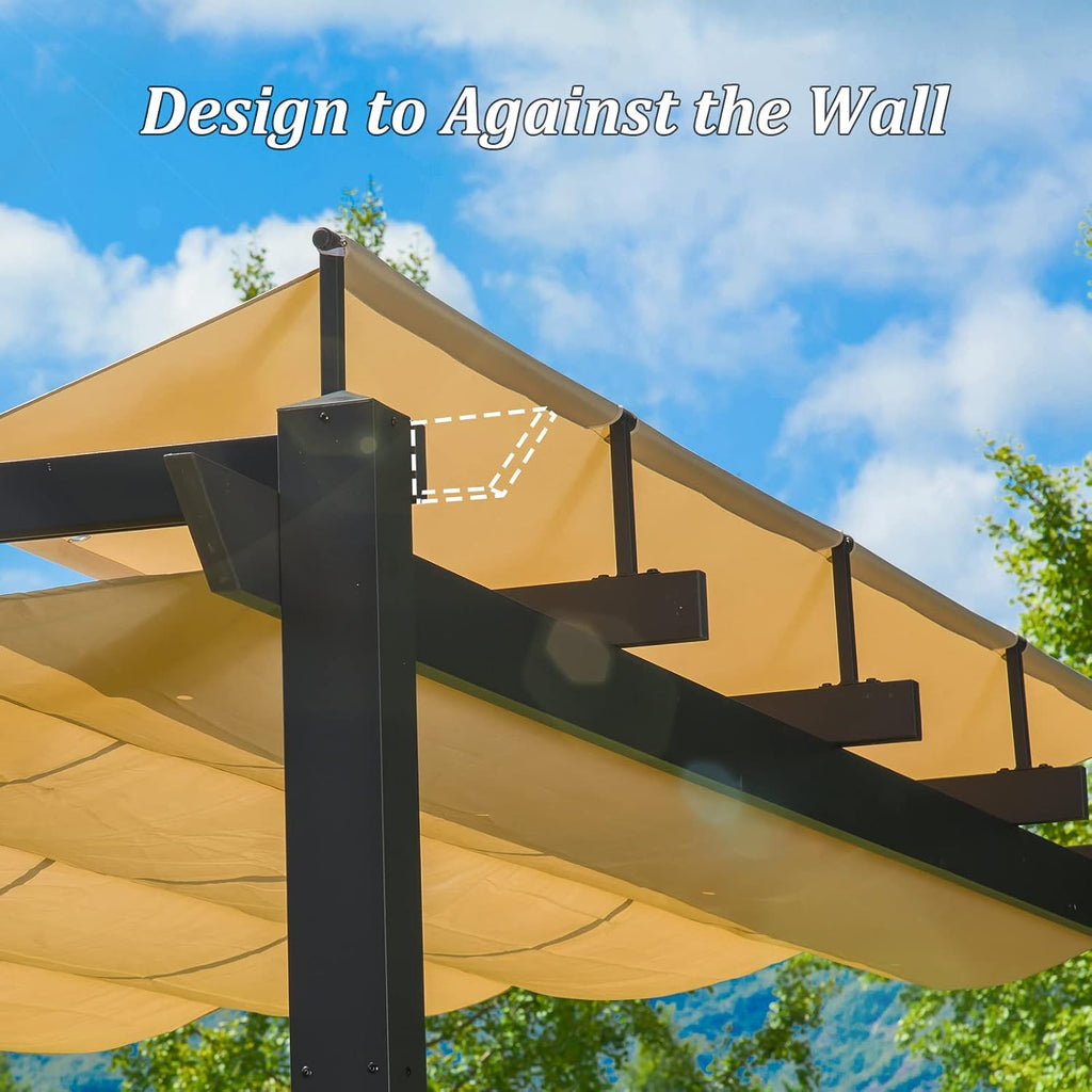 Domi 9x13FT Outdoor Pergola Canopy with Retractable Sun Shade, Weather-Resistant Aluminum Frame for Patio, Backyard, Deck, Garden, BBQ, and Gatherings