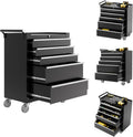 IDEALHOUSE Rolling Tool Chest, 5 Drawers Tool Storage Cabinet, Toolbox with Wheels, Portable Tool Cabinet Organizer with Locking System & Drawer Liners, Tool Storage Cart for Garage, Workshop, Black