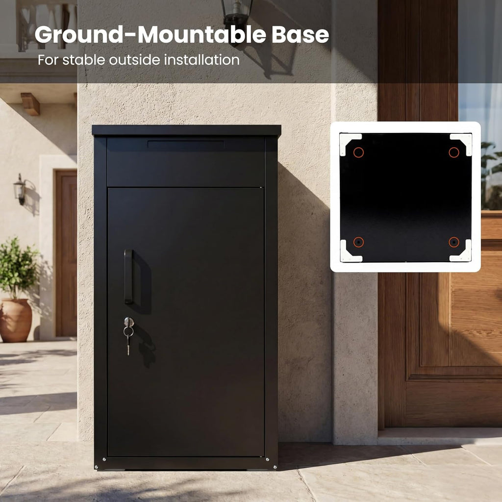 Goplus Package Delivery Boexes for Outside, 18' x 17.5' x 34' Galvanized Steel Parcel Drop Boxes with Lock, Anti-Theft Design, Package Mailbox for Home, Office, Yard, Curbside (18' x 17.5' x 34')
