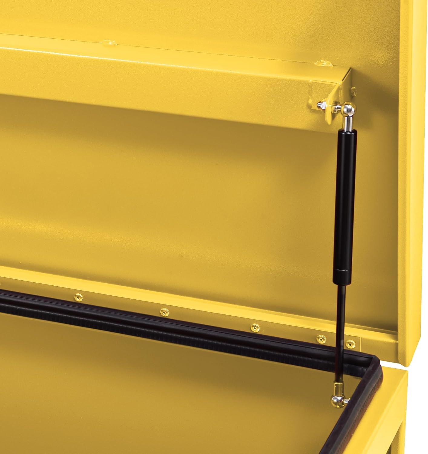 Aluminum Truck Tool Box Jobsite Storage Box Toolbox Chest Cabinet Heavy Duty Truck Bed Toolbox Gangboxes Tools Organizer Pick Up Truck Bed RV Trailer With Side Handles (36x15 Inch / Steel / Yellow)