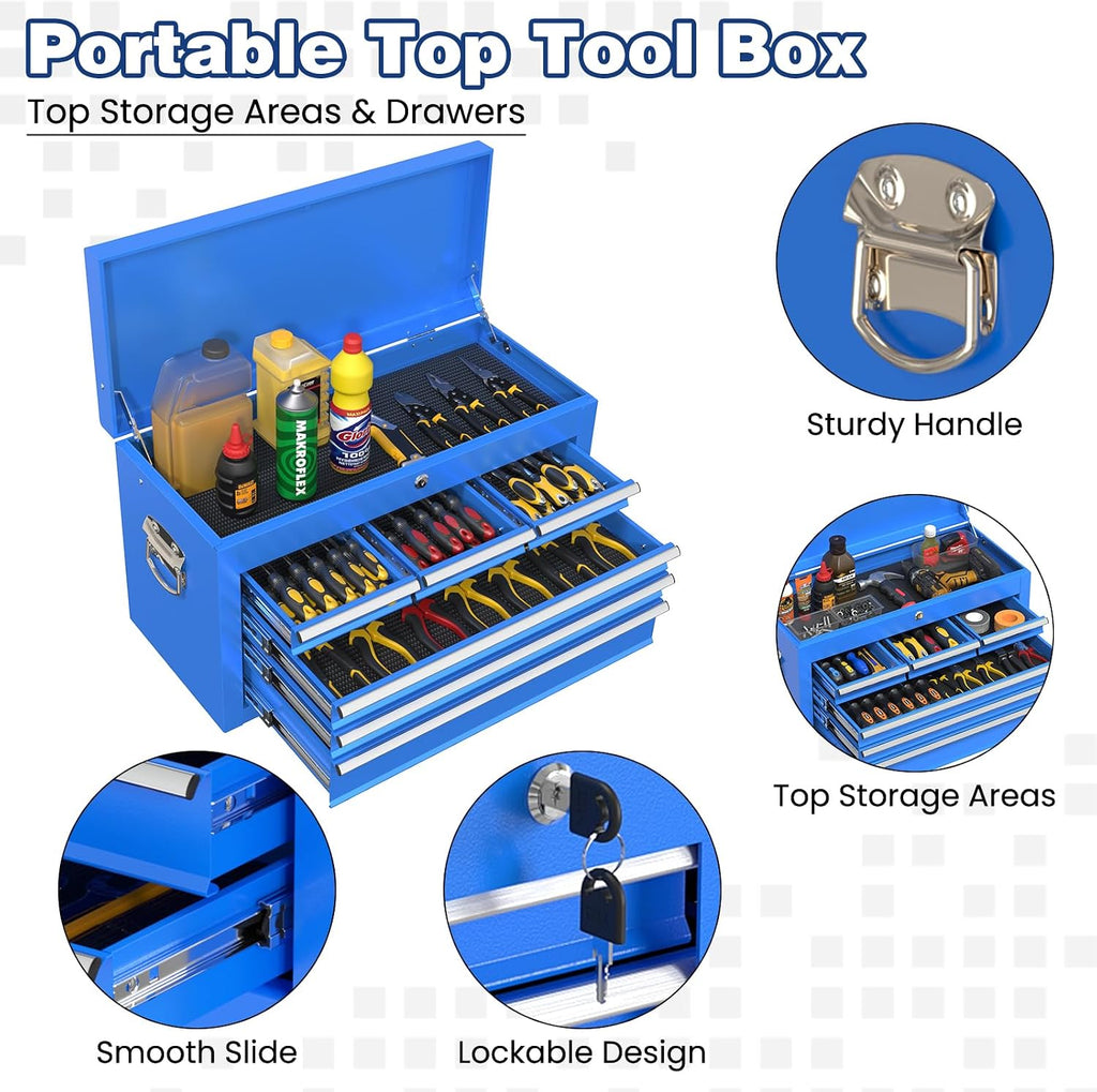 Rolling Tool Chest with Wheels, 8-Drawer High Capacity Tool Box with Wheels, Removable Storage Toolbox with Lock for Garage, Workshop (Blue)