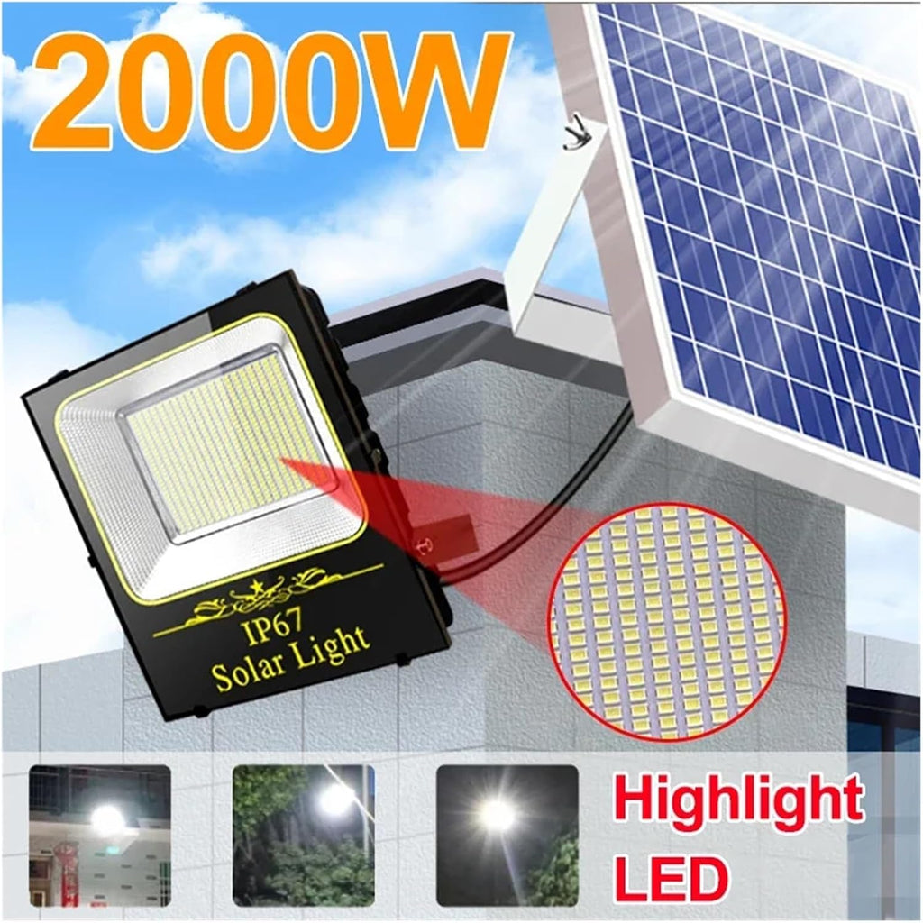 2000W Led Flood Lamp Solar Lights Outdoor Garden Led Refletor Buildings Sunlight Waterproof Lamp Spotlight Emergency Wall Light for Court,Garden,Warehouse,300W