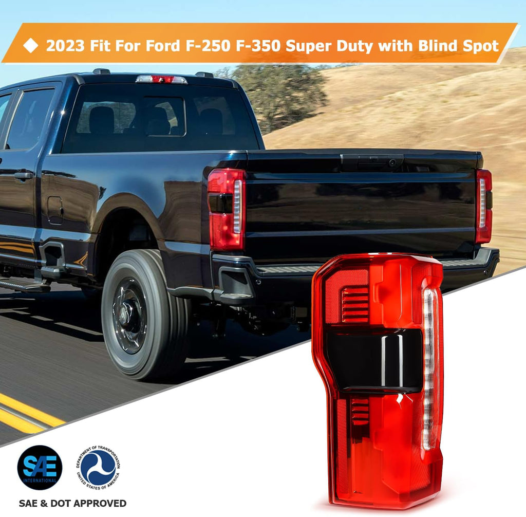 Tail Lights Fit 2023-2024 for F-250 Super Duty, 2023-2024 for F-350 Super Duty Driver & Passenger Side Tail Light Assembly Black Housing Red Lens FO2800294