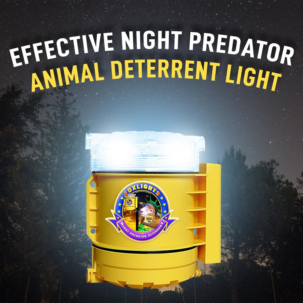 Foxlights Non-Solar Predator Deterrent – 9-LED Night Guard with 360° Coverage, Random Flashing Lights – Humane Repeller for Chicken Coops, Poultry, Livestock, Gardens & Farms