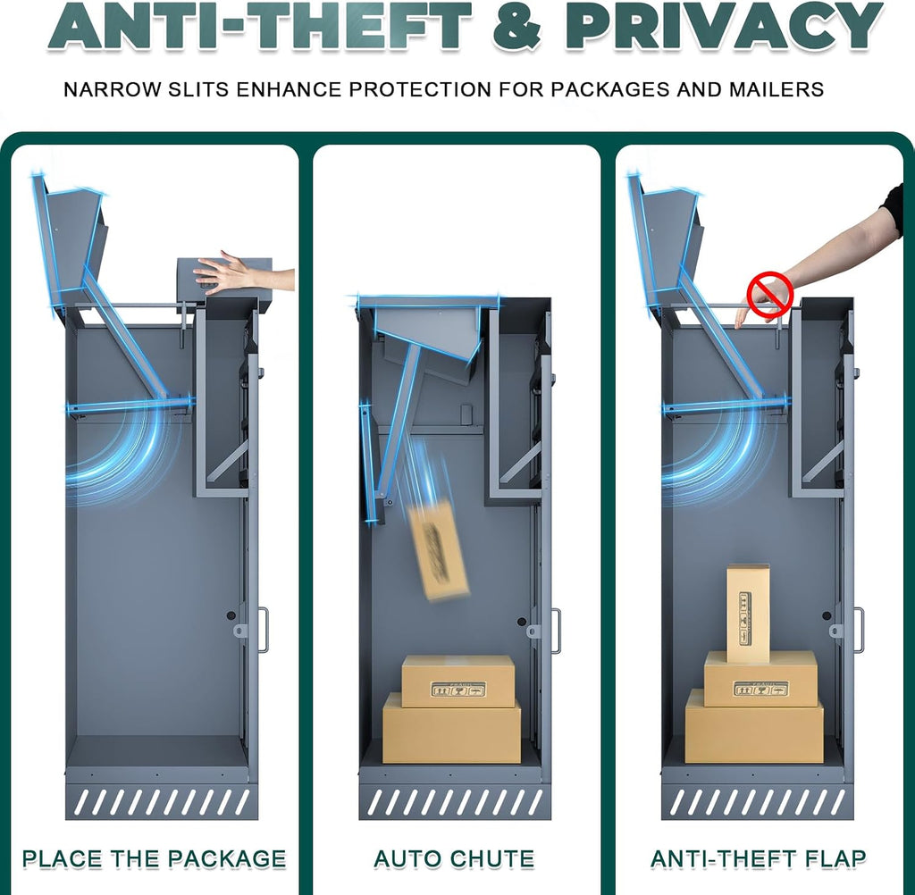 Package Delivery Boxes & Mailbox for Outside, No Assembly Required Large Parcel Drop Box with Keys, Steel Mailbox with Waterproof Anti-Theft Function, Not Easy Deformed for Home, Porch, Business