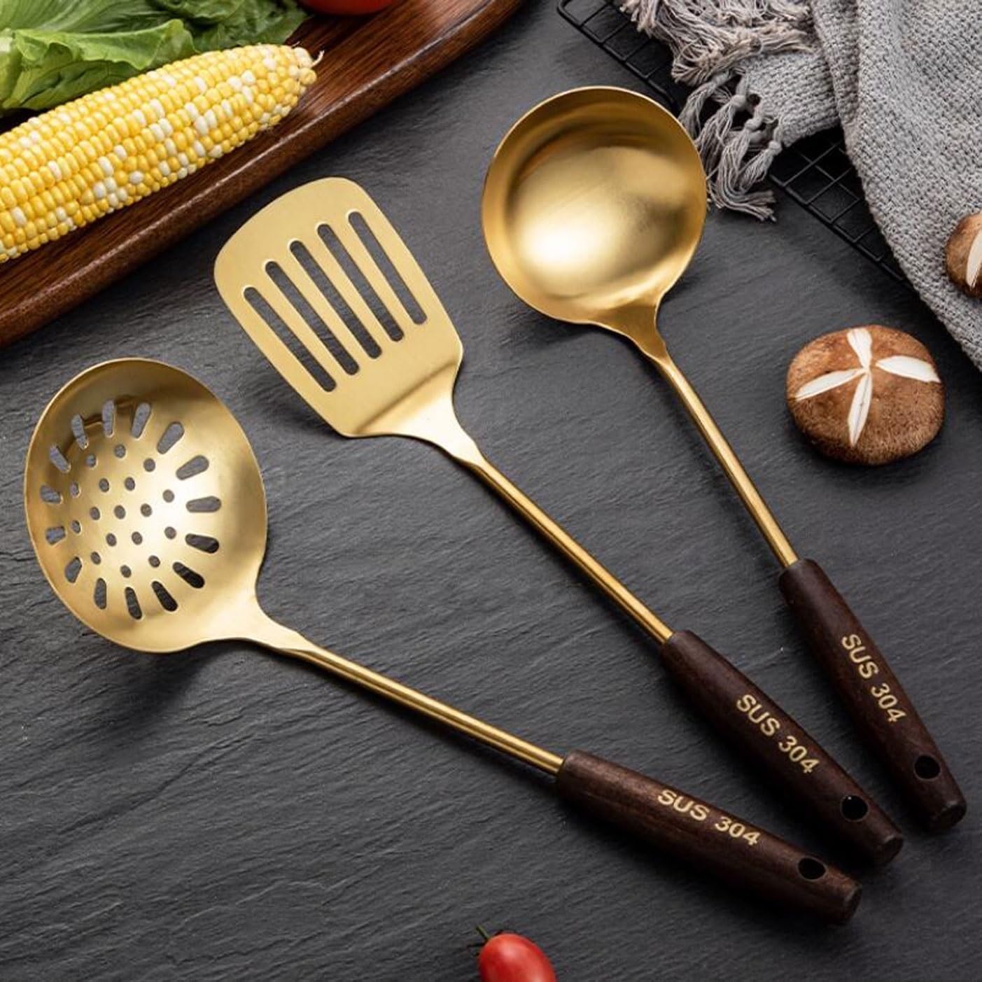 Kitchen Utensils Set，Cooking Utensils Kitchen Tools Gadgets 3 Pieces Sets Spoons for Cooking Spatulas Stainless Steel Cooking Utensils Spatulas Spoons