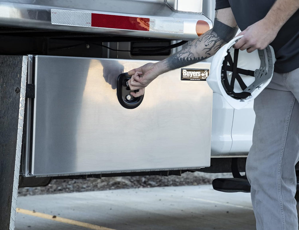 Buyers Products 1706405 Pro Series Underbody Truck Box With 3-Point Compression Latch, Smooth Silver Aluminum, Made in the USA, 18 x 18 x 36 Inches, Truck Tool Box For Storage & Organization