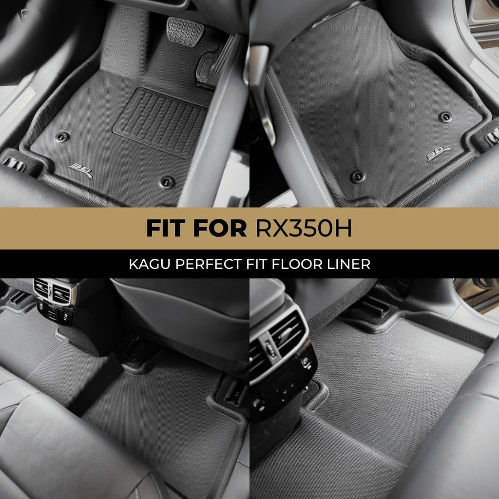 3D MAXpider All-Weather Floor Mats for Lexus RX330 / 350 2004-2009 Custom Fit Car Floor Liners, Kagu Series (1st & 2nd Row, Black) (L1LX03901509)