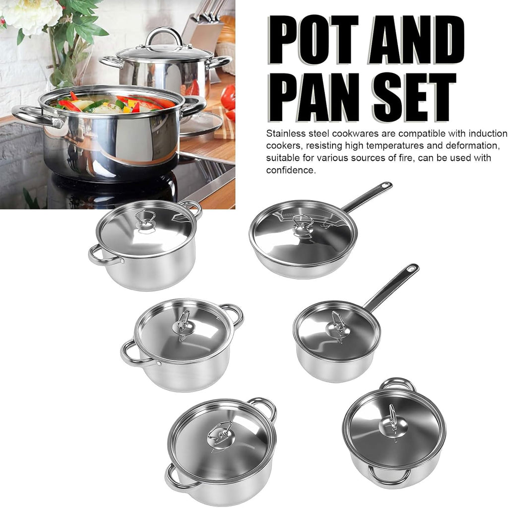 Kitchen Cookware Set Stainless Steel Pot and Pan Cooking Cookware and Utensil Set for Home