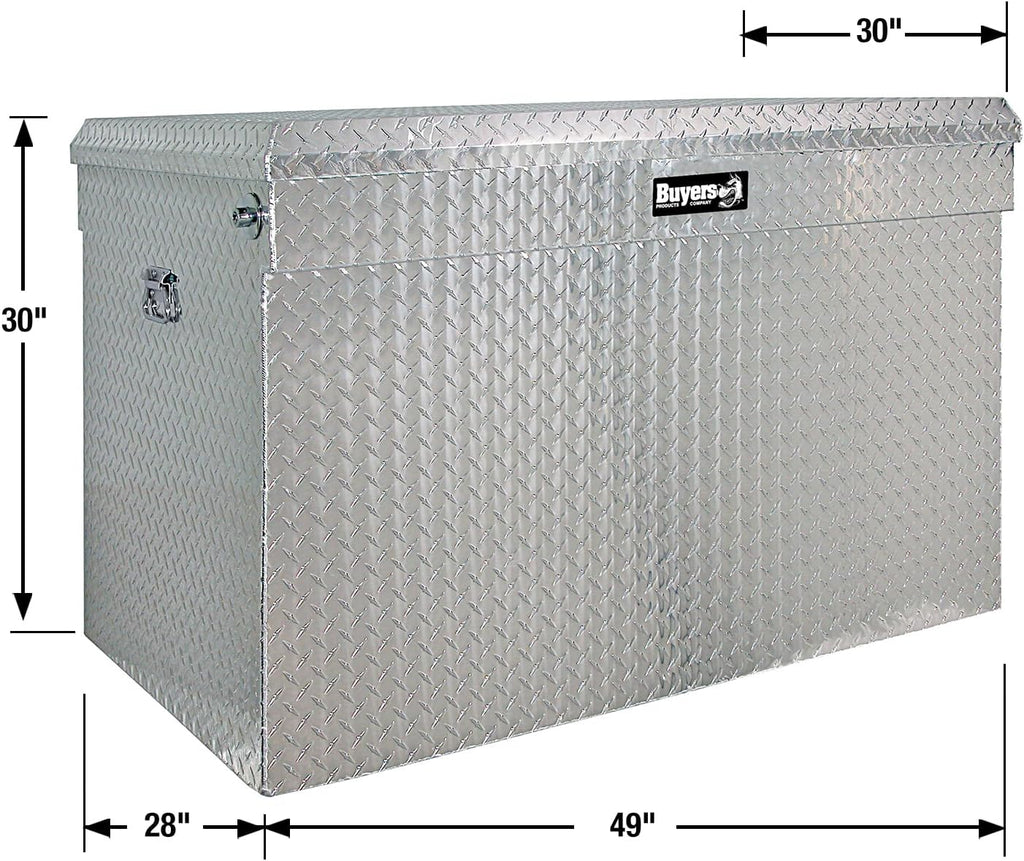 Buyers Products 1712120 Aluminum Diamond Tread All Purpose Chest Tool Box, 30 x 30 x 49 Inch, Made in the USA, Jumbo Toolbox For Work Site Storage & Organization, Durable Contractor Job Box