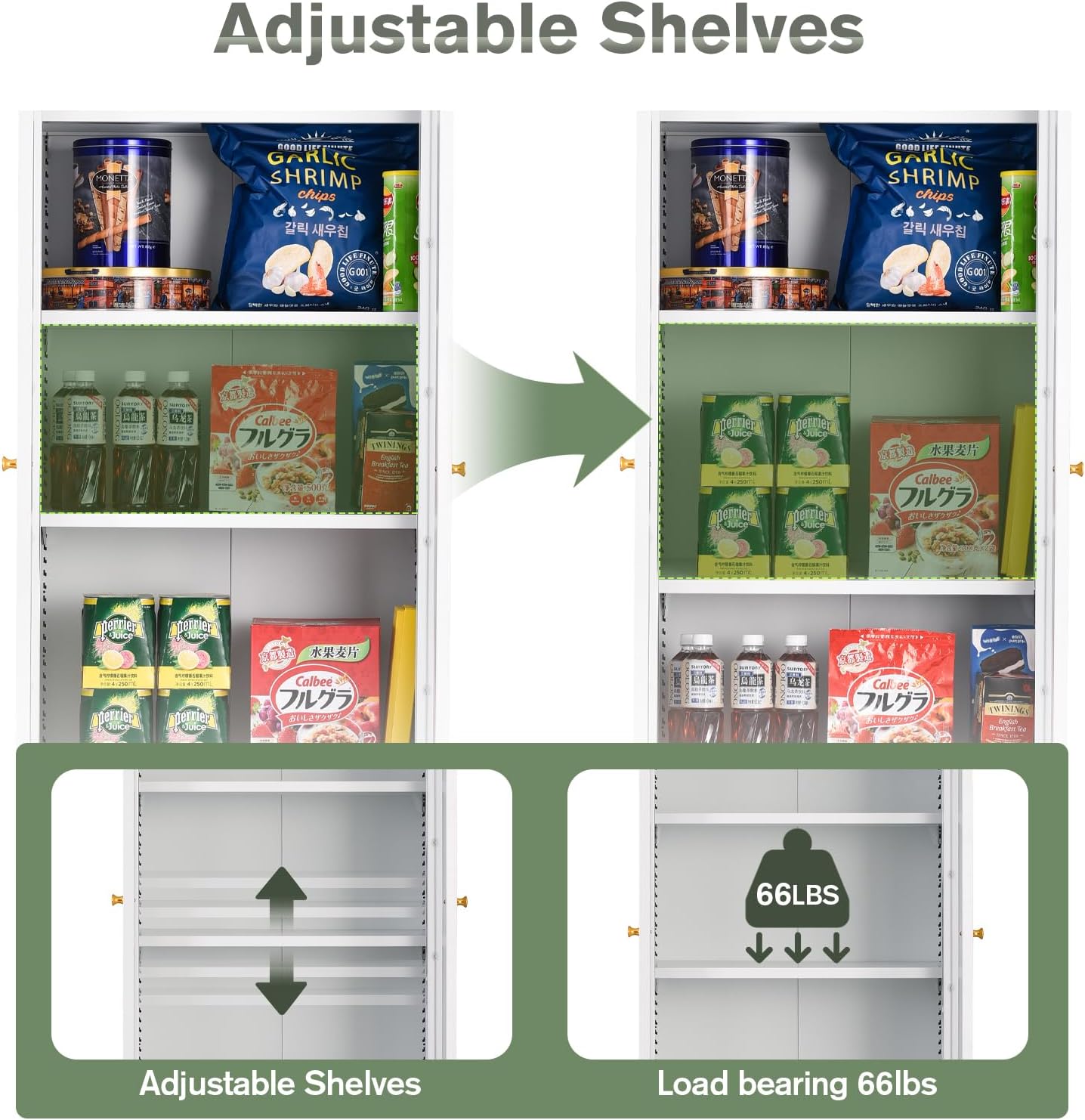 IRONMIX Modern Display Cabinet with Doors, Curio Cabinet with 4 Adjustable Shelves, 5-Tier Display Case, 71' Tall Display Shlef for Living Room, Tall Bookcase for Home Office (23.5 W, White)