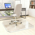 Tempered Glass Chair Mat with Patented Beveled Edge, 36'x46' 1/5' Thick Office Floor Mat for Carpet & Hardwood, w/ 12 Anti-Slip Pads