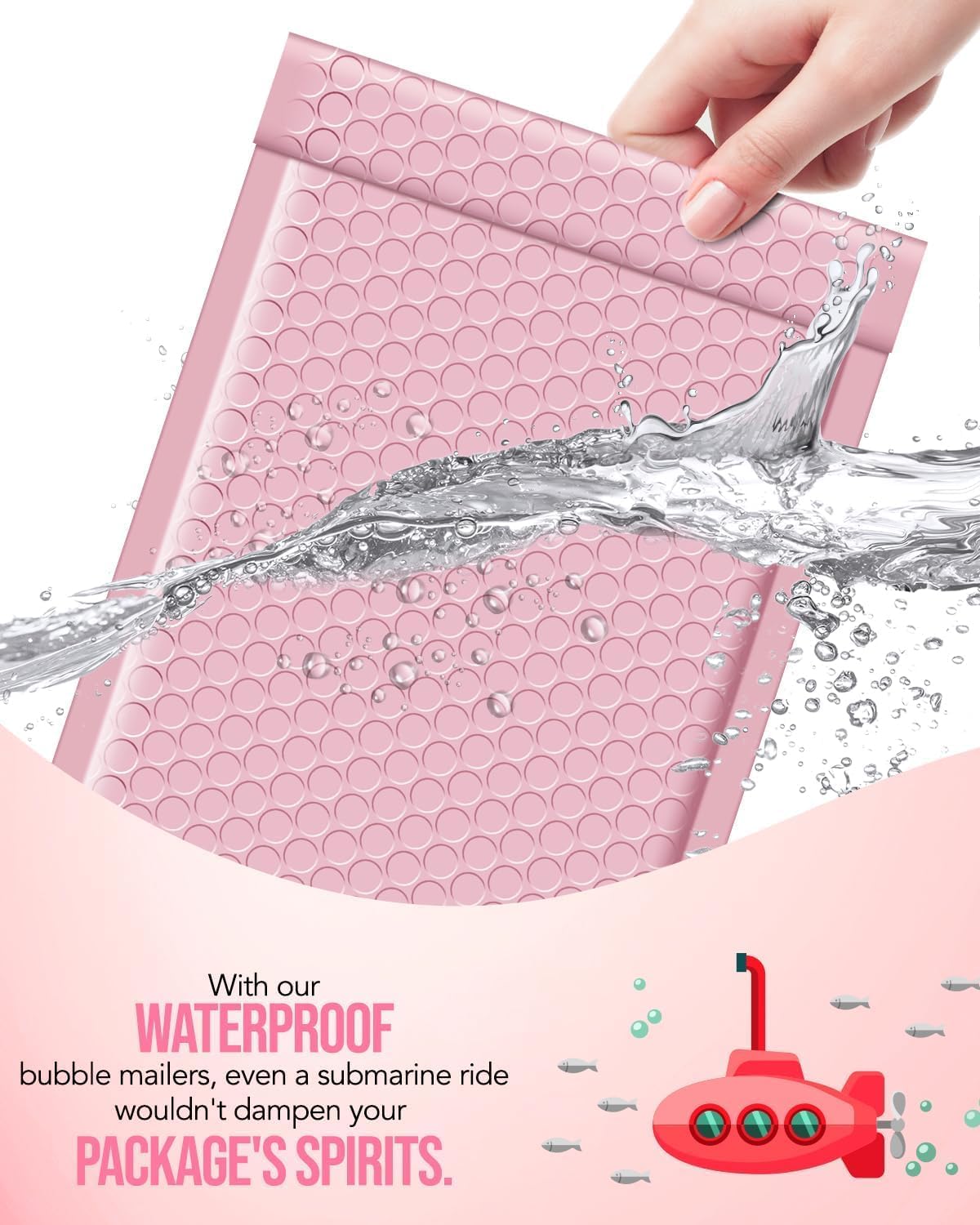 GSSUSA Large Bubble Mailers 10.5x16 Inch 500 Pack Light Pink Padded Envelopes, Strong Adhesion Self-Seal Bubble Envelopes for Mailing Clothes,Magazines