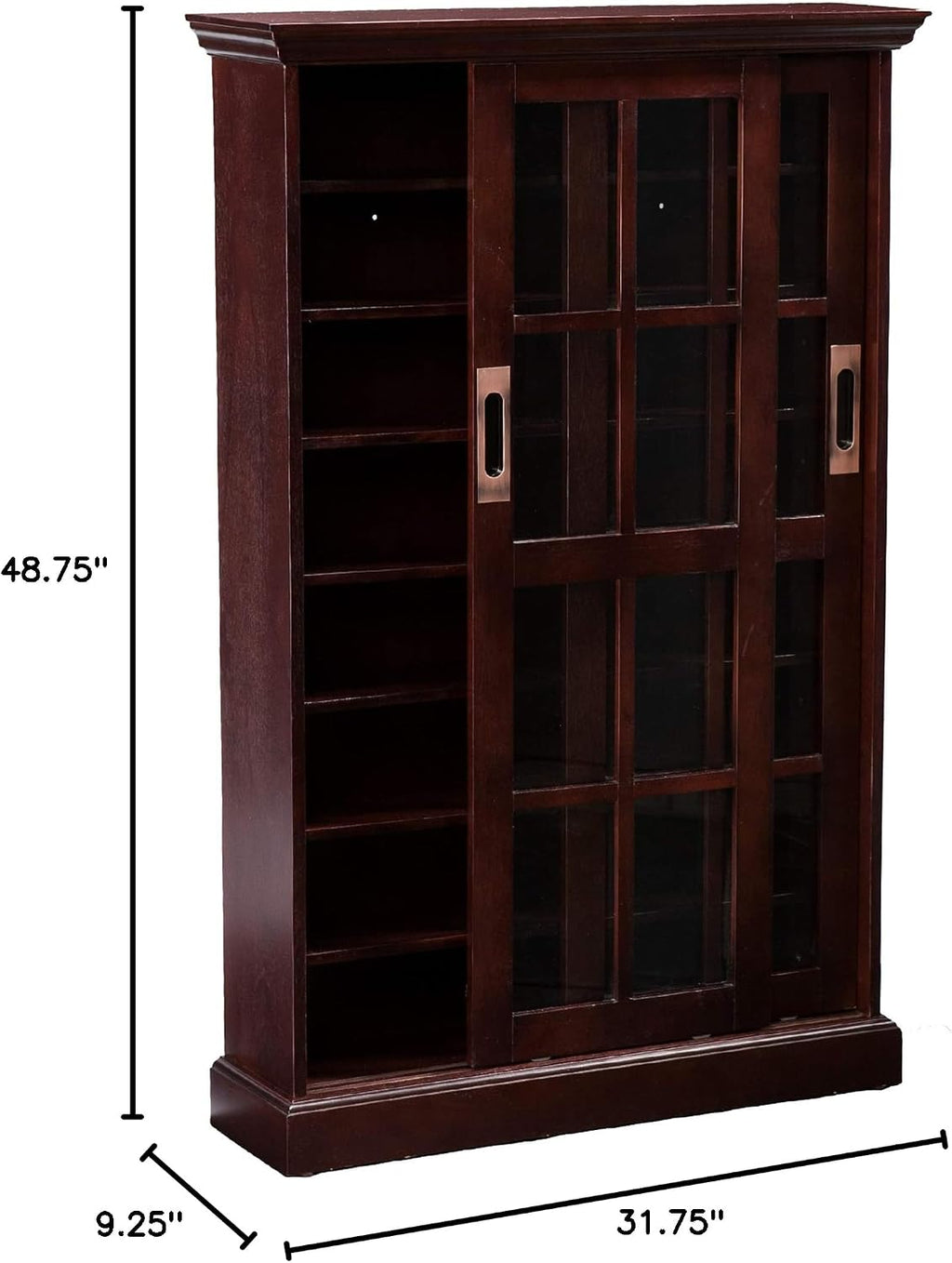 SEI Furniture - Media Cabinet with Sliding Doors - Espresso - Transitional Design, Brown Glass and Wood - Ideal for Home Office, Living Room (MS1071)