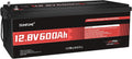 12V 600Ah LiFePO4 Lithium Battery Built-in 200A BMS 10000+ Deep Cycle 7200Wh Deep Cycle Lithium Iron Phosphate Battery Perfect for RV, Solar System, Off Grid, Home Energy Storage