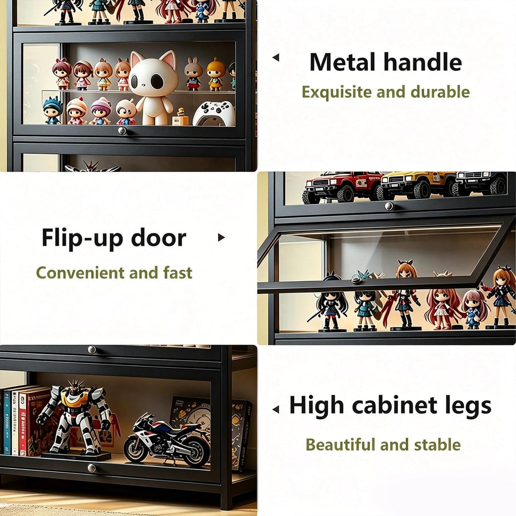 Curio Display Cabinet with Acrylic Glass Door, 5-Tier Display Case, Curio Cabinet & Bookcase for Collectibles, Display Shelf for Home, Reading Nook, Playroom, Living Room