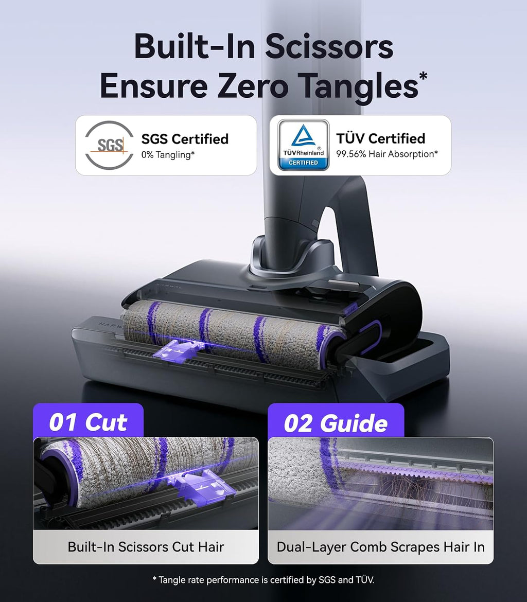 Narwal S30 Pro Wet Dry Vacuum Cleaner with 20000Pa Suction, Cordless Vacuum Mop for Hard Floors, Tangle-Free Hair-Cutting, 180° Lie Flat, 194°F Self-Cleaning, Disposable Waste Bag (Renewed)
