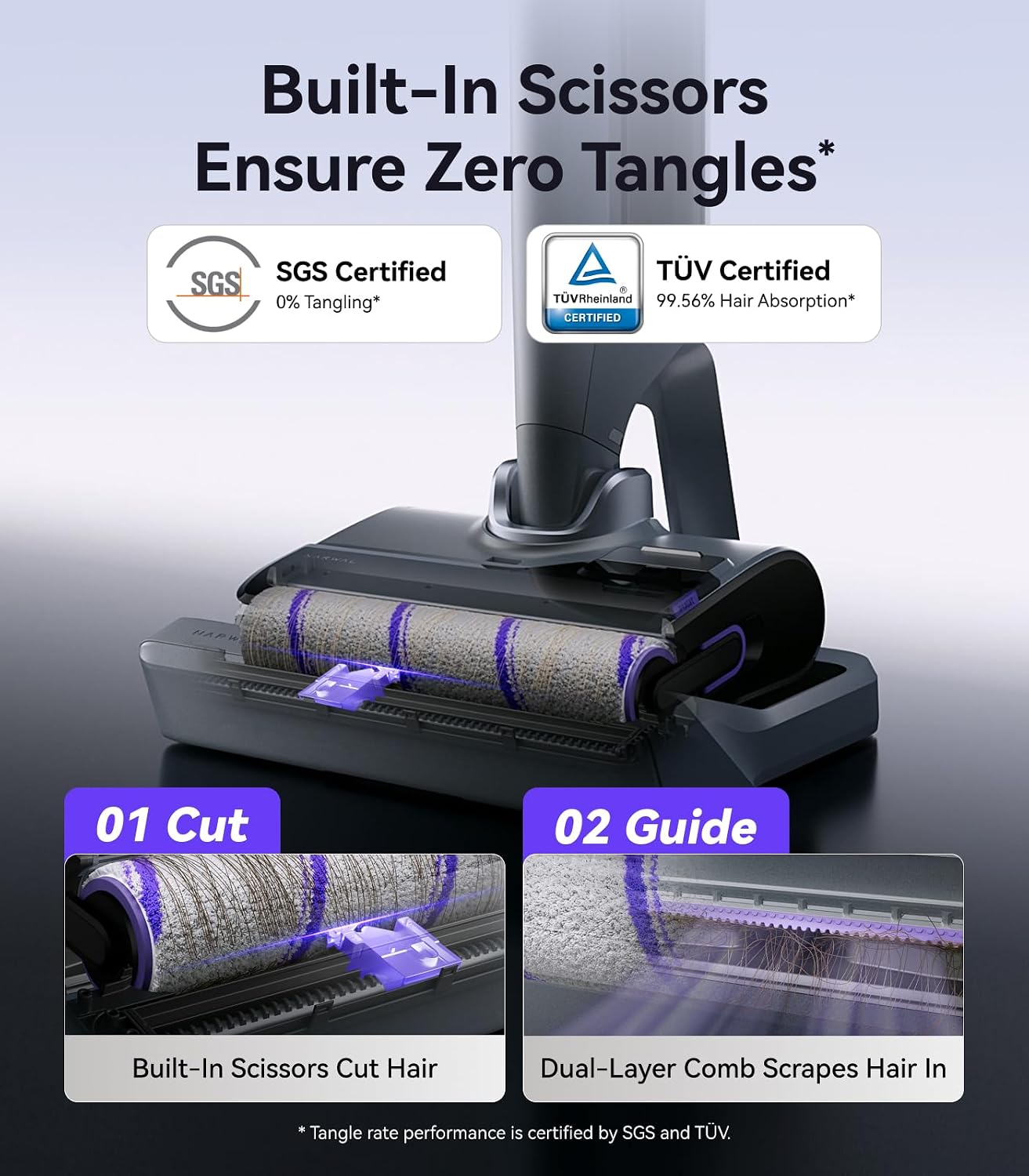 Narwal S30 Pro Wet Dry Vacuum Cleaner with 20000Pa Suction, Cordless Vacuum Mop for Hard Floors, Tangle-Free Hair-Cutting, 180° Lie Flat, 194°F Self-Cleaning, Disposable Waste Bag (Renewed)