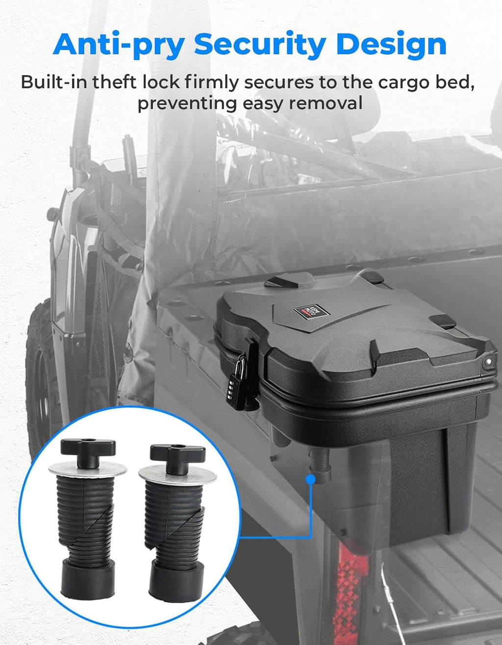 KEMIMOTO UPGRADED Anti-Theft Bed Storage Box 5.5GAL Compatible with Polaris Ranger 1000 XP 900 800 700 570 500 (2013-2026), Polaris General 1000 Cargo Box Hard 21L Bed Toolbox Bed Accessories
