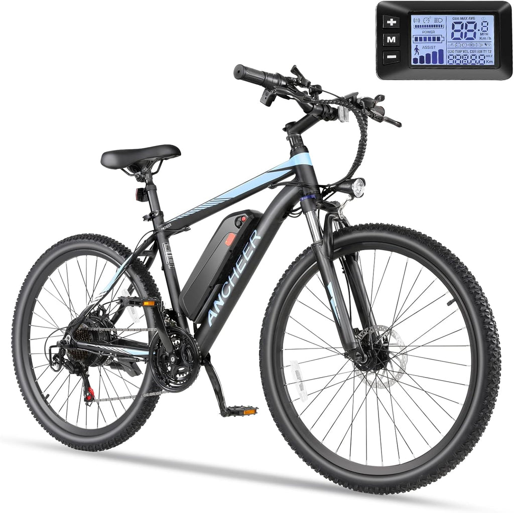 ANCHEER 26' Electric Bike for Adults, [Peak 749W Motor] Electric Mountain Bike, 19.8MPH Commuter Ebike, 50 Miles Adults Electric Bicycle with 48V/374Wh Battery, LCD Display, 21 Speed, Front Suspension