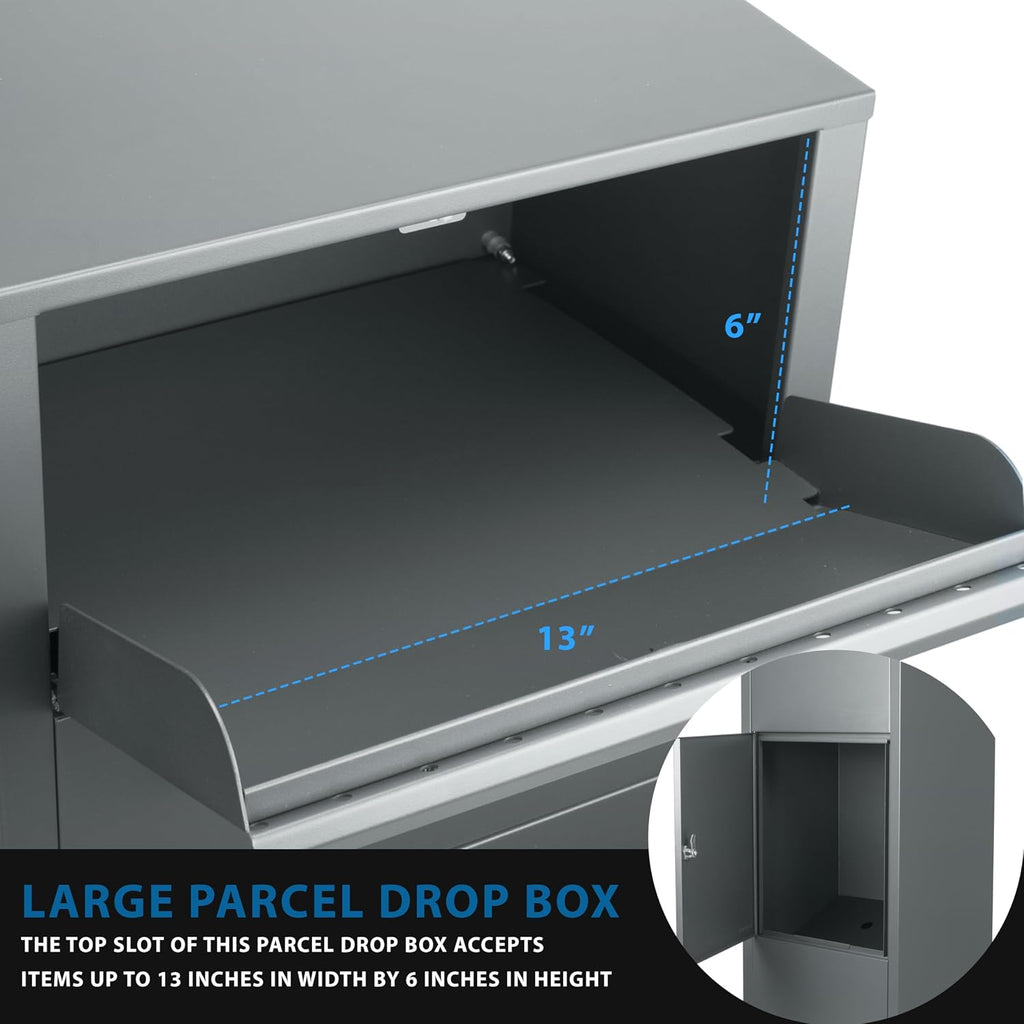 winbest Large Steel Freestanding Floor Parcel Lockable Drop Slot Mail Box
