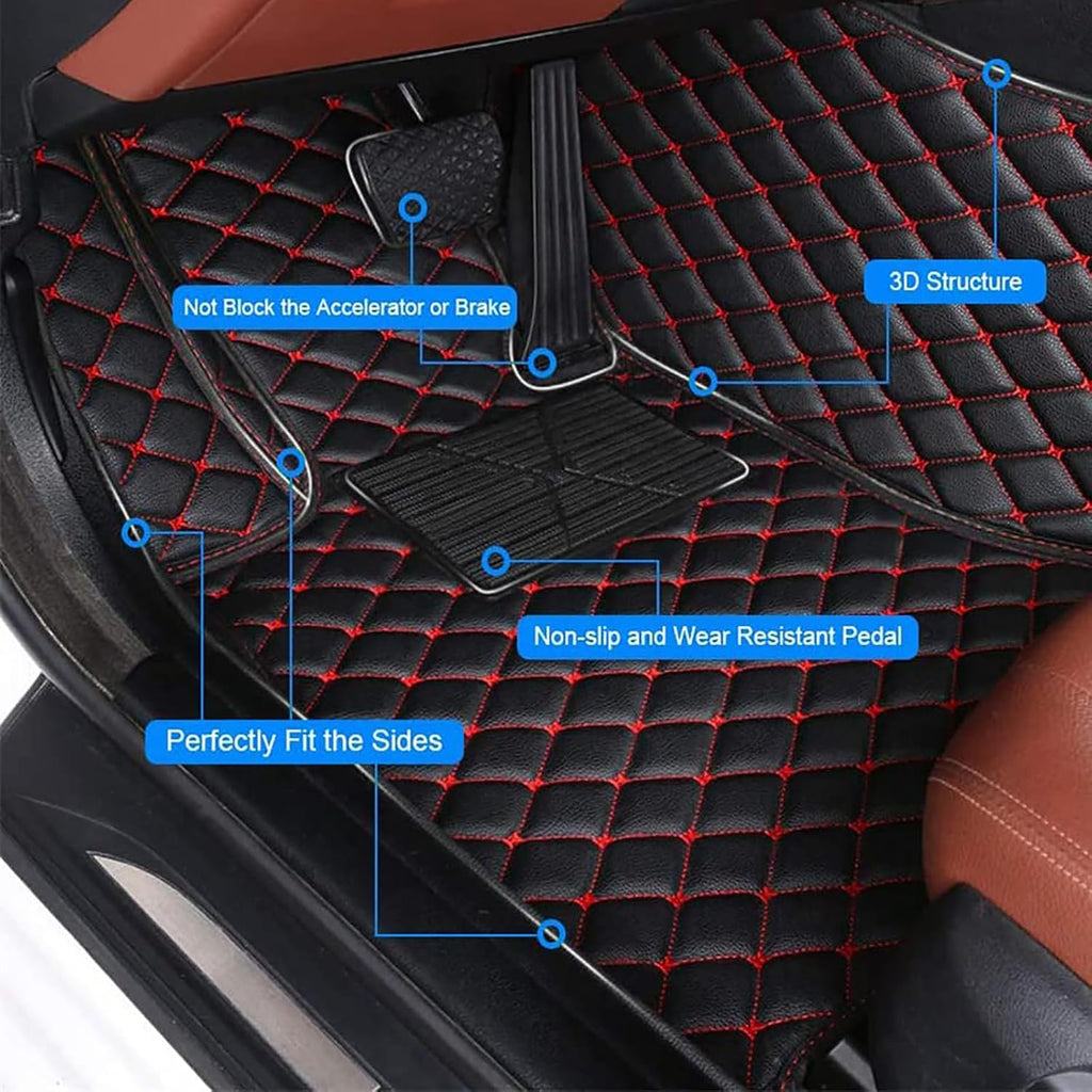 Car Floor Mats for Dacia Duster 2017-2022, Custom PU Leather Full Coverage Floor Mats All Weather Protection Waterproof Anti-Slip Carpet Pads Interior Accessories,A/Beige