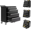 IDEALHOUSE Rolling Tool Chest, 4 Drawers Tool Storage Cabinet, Toolbox with Wheels, Portable Tool Cabinet Organizer with Locking System & Drawer Liners, Tool Storage Cart for Garage, Workshop, Black