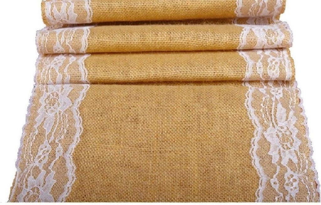 thaisan7, 100% Jute Burlap Hessian Table Runner Lace for Welding Party Home Decore Visitor Welcome- 12' W x 71' L (25)