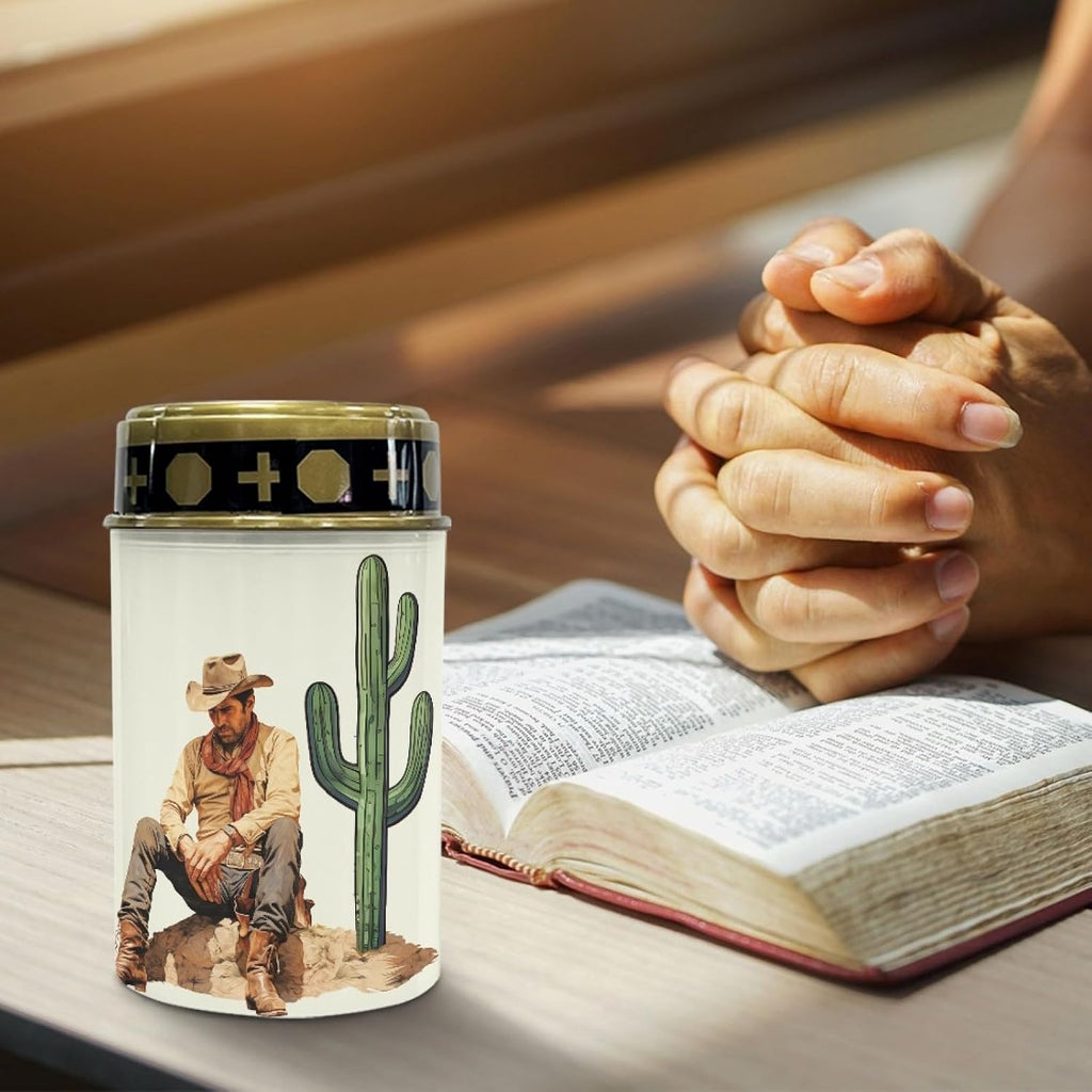 Western Cowboy Cemetery Lights for Grave, Outdoor Solar Garden Pathway Lights - Solar Powered Lanterns for Yard, Patio, Driveway