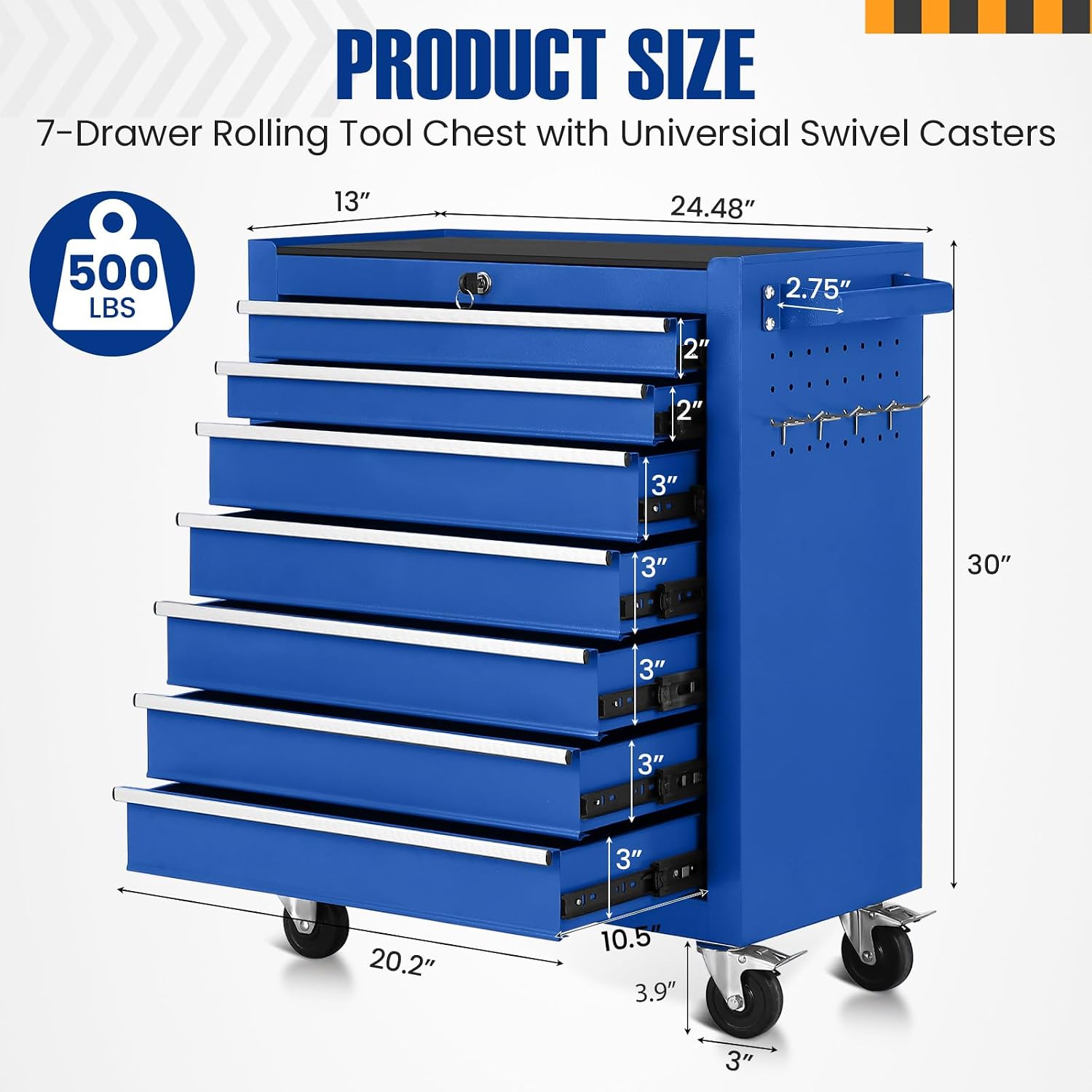 7-Drawer Rolling Tool Chest with Wheels,Tool Cabinet on Wheels with Keyed Locking,Multifunctional Tool Cart on Wheels,Tool Storage Organizer Cabinets for Garage,Warehouse, Repair Shop (Blue)