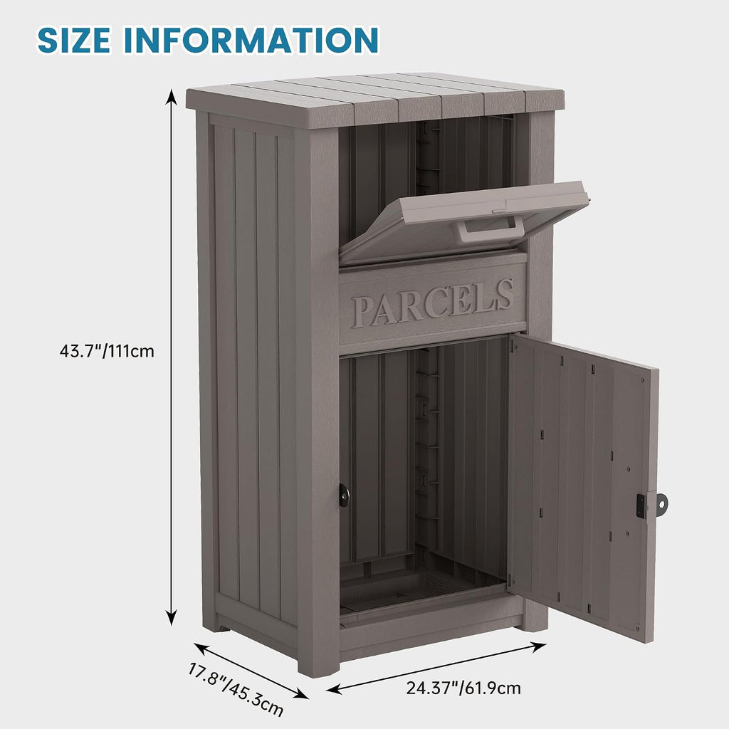 Package Delivery Box for Outside, Large Lockable & Weatherproof Anti-Theft Large Parcel Drop Box for Porch, Curbside, House Storage, Charcoal Gray(60 Gallon)