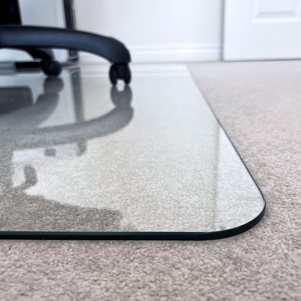 Marvelux Tempered Glass Office Chair Mat for Carpet & Hardwood Floors Clear Carpeted & Hard Floor Protector, Executive Thick Chair Mat for High & All Pile Carpets & Hard Wood with No Slip Pads 36'x40'