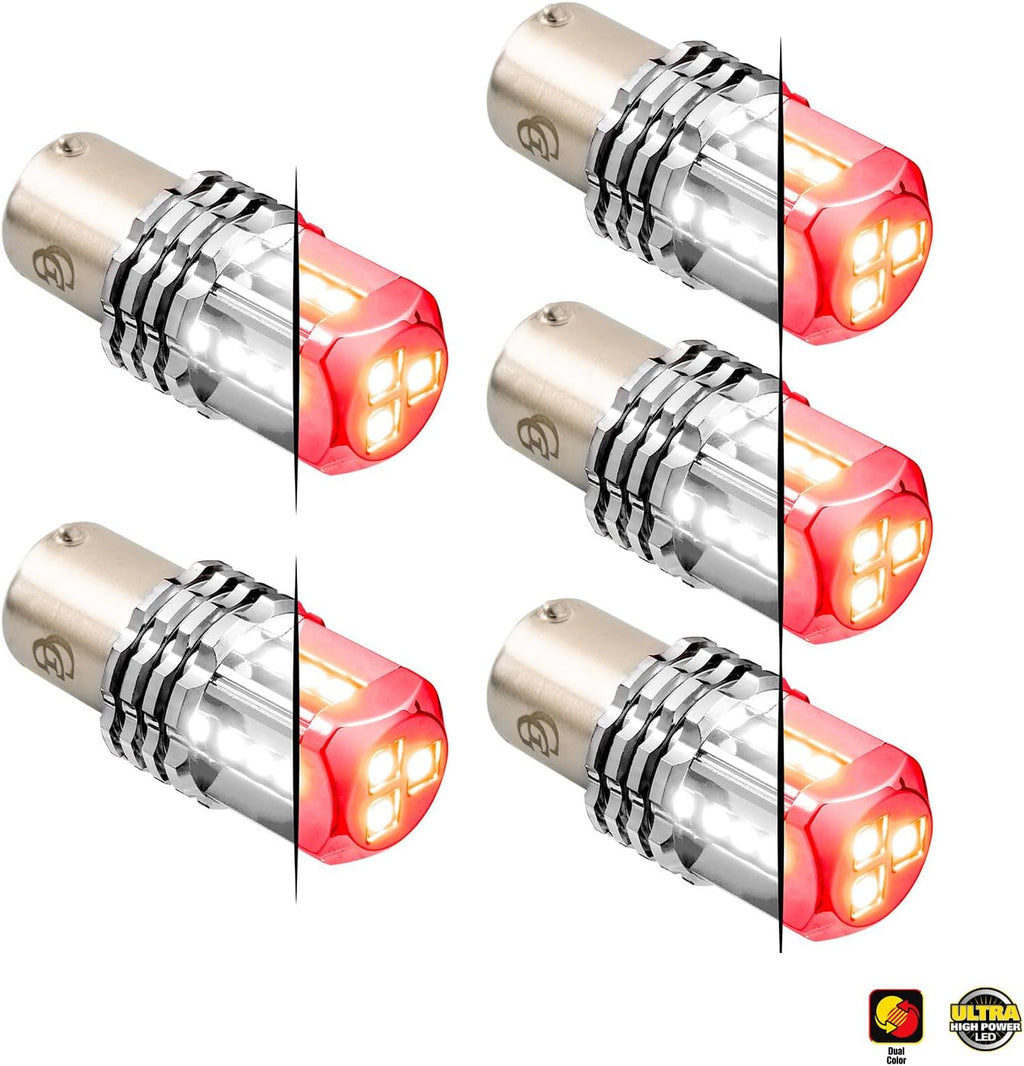 GG Grand General 70826 1157 Dual Color Red/White 15 LED Tower Bulb, 12V, 5 Pack