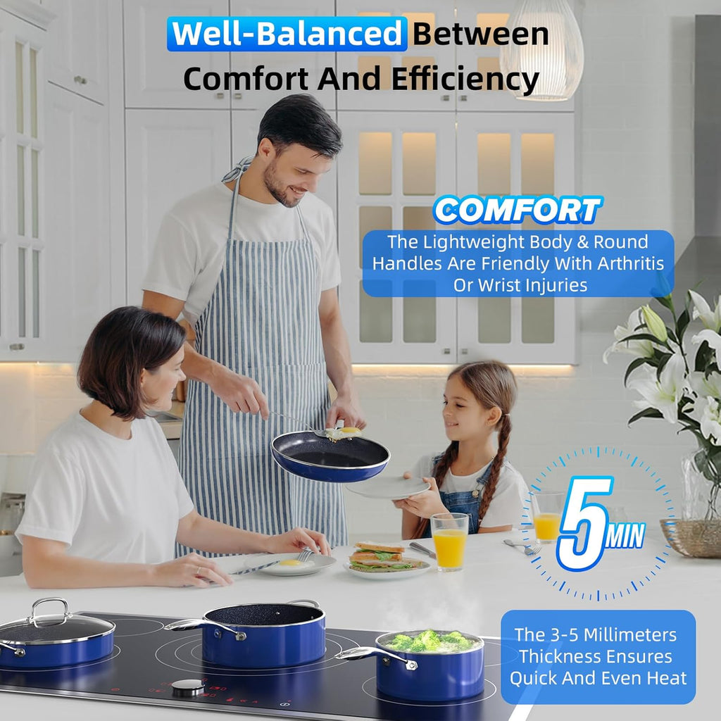 Deluxe DUXANO 14PC Healthy Pots and Pan With 9H Anti-scratch Coating, 2-Layer Non-Stick Ceramic&PFAS Free, Sensitively&Evenly Induction Cooking, Enhanced Flavor with Infrared Cookware, Dishwasher Safe