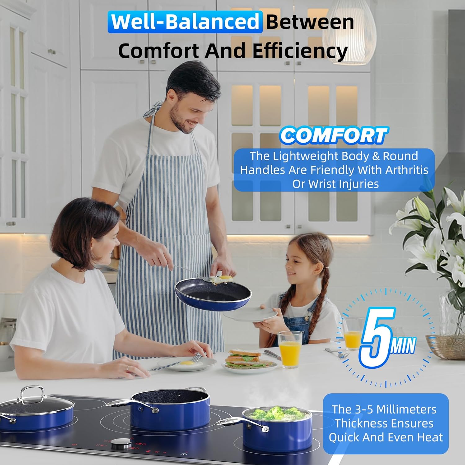 Deluxe DUXANO 14PC Healthy Pots and Pan With 9H Anti-scratch Coating, 2-Layer Non-Stick Ceramic&PFAS Free, Sensitively&Evenly Induction Cooking, Enhanced Flavor with Infrared Cookware, Dishwasher Safe