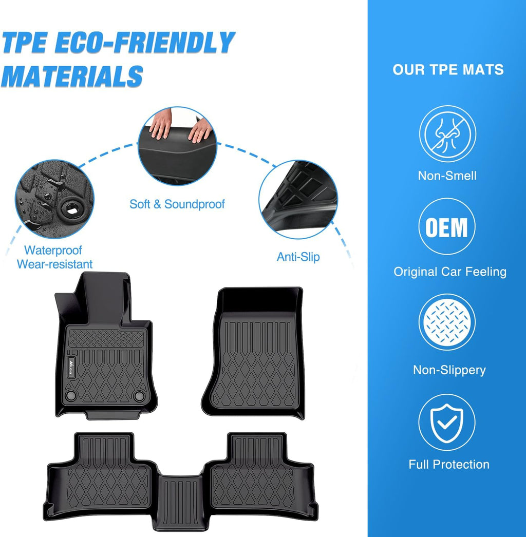 Nilight TPE Floor Mats for Mercedes Benz GLC 300 GLC 43 AMG 2023 2024 2025 2026 All Weather Custom Fit Heavy Duty Floor Liners