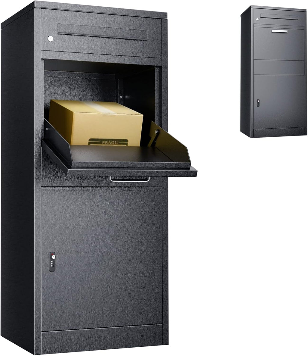 Package Delivery Boxes for Outside, Extra Large Parcel Drop Box with Combination Lock, Anti-Theft Galvanized Steel Waterproof, Secure Storage for Home Porch Curbside Yard Garden (50x37x115cm)
