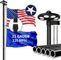 MXQMKL 11 Gauge Heavy Duty Flag Pole Kit with Solar Light,20FT Flagpoles for Outside House in Ground Extra Thick Outdoor Flag Pole with 3x5 American Flag with Pole for Outside,120 MPH Wind Tested